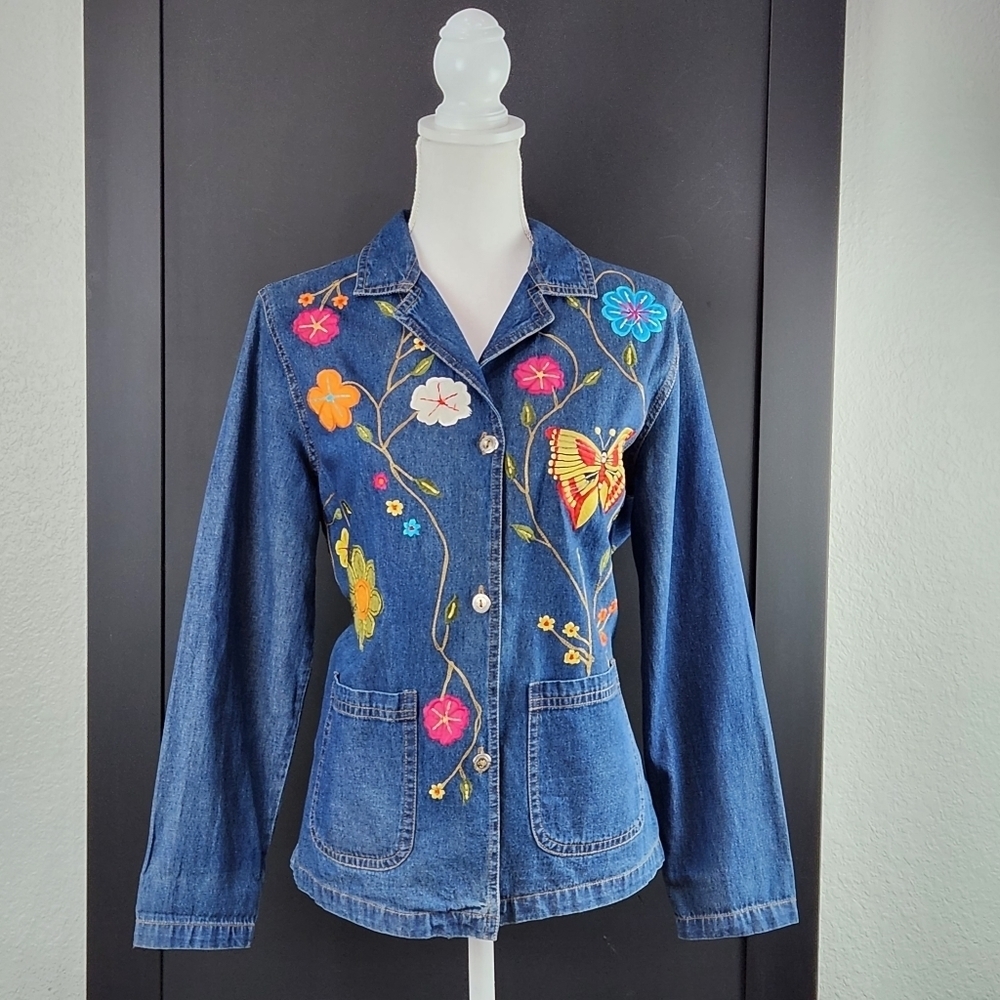 Julia Kin Embroidered Denim Jacket Size PS